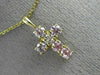.22CT DIAMOND & AAA PINK SAPPHIRE 14KT YELLOW GOLD FLOATING CROSS PENDANT #25994