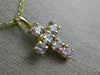 .22CT DIAMOND & AAA PINK SAPPHIRE 14KT YELLOW GOLD FLOATING CROSS PENDANT #25994