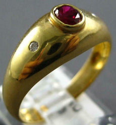 .55CT DIAMOND & AAA RUBY 18K YELLOW GOLD 3D CLASSIC OVAL & ROUND ETOILE FUN RING