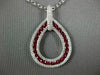 ESTATE 1.47CT DIAMOND & AAA RUBY 18KT WHITE GOLD CLASSIC OPEN TEAR DROP PENDANT