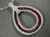 ESTATE 1.47CT DIAMOND & AAA RUBY 18KT WHITE GOLD CLASSIC OPEN TEAR DROP PENDANT