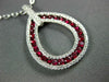 ESTATE 1.47CT DIAMOND & AAA RUBY 18KT WHITE GOLD CLASSIC OPEN TEAR DROP PENDANT