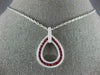 ESTATE 1.47CT DIAMOND & AAA RUBY 18KT WHITE GOLD CLASSIC OPEN TEAR DROP PENDANT