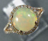 ESTATE WIDE 1.51CT DIAMOND & AAA CABOCHON OPAL 14KT ROSE GOLD 3D ROUND HALO RING