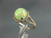 ESTATE WIDE 1.51CT DIAMOND & AAA CABOCHON OPAL 14KT ROSE GOLD 3D ROUND HALO RING