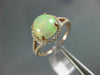ESTATE WIDE 1.51CT DIAMOND & AAA CABOCHON OPAL 14KT ROSE GOLD 3D ROUND HALO RING