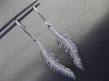 ESTATE LARGE .57CT DIAMOND 14KT WHITE GOLD 3D WAVE LEAF HANGING EARRINGS