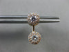 ESTATE 1.20CT DIAMOND 14KT ROSE GOLD 3D DOUBLE SOLITAIRE HALO HANGING EARRING