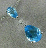 ESTATE 1.26CT DIAMOND & AAA BLUE TOPAZ 14K WHITE GOLD TEAR DROP FLOATING PENDANT