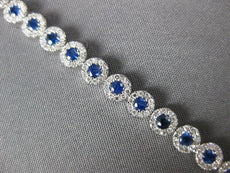 2.86CT DIAMOND & AAA SAPPHIRE 14KT WHITE GOLD ROUND MULTI FLOWER TENNIS BRACELET
