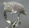 ESTATE LARGE 1.82CT DIAMOND 14KT WHITE GOLD 3D CLASSIC HAPPY DOLPHIN FUN RING