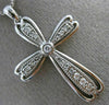 ESTATE LARGE .22CT DIAMOND 14KT WHITE GOLD 3D MILGRAIN FLOATING CROSS PENDANT