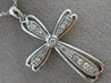 ESTATE LARGE .22CT DIAMOND 14KT WHITE GOLD 3D MILGRAIN FLOATING CROSS PENDANT