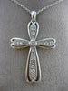 ESTATE LARGE .22CT DIAMOND 14KT WHITE GOLD 3D MILGRAIN FLOATING CROSS PENDANT