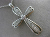 ESTATE LARGE .22CT DIAMOND 14KT WHITE GOLD 3D MILGRAIN FLOATING CROSS PENDANT