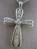 ESTATE LARGE .22CT DIAMOND 14KT WHITE GOLD 3D MILGRAIN FLOATING CROSS PENDANT