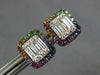 .78CT DIAMOND & AAA MULTI COLOR SAPPHIRE 14KT YELLOW GOLD RAINBOW STUD EARRINGS