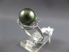 ESTATE LARGE .19CT DIAMOND & AAA TAHITIAN PEARL 14K WHITE GOLD FLOWER LOVE RING