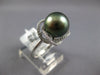 ESTATE LARGE .19CT DIAMOND & AAA TAHITIAN PEARL 14K WHITE GOLD FLOWER LOVE RING