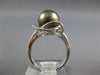 ESTATE LARGE .19CT DIAMOND & AAA TAHITIAN PEARL 14K WHITE GOLD FLOWER LOVE RING