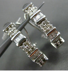 ESTATE .50CT DIAMOND ROUND & BAGUETTE 14KT WHITE GOLD ELONGATED CLIP ON EARRINGS