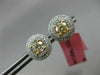1.25CT WHITE & FANCY YELLOW DIAMOND 18KT TWO TONE GOLD DOUBLE HALO STUD EARRINGS