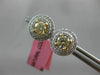 1.25CT WHITE & FANCY YELLOW DIAMOND 18KT TWO TONE GOLD DOUBLE HALO STUD EARRINGS