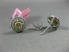 1.25CT WHITE & FANCY YELLOW DIAMOND 18KT TWO TONE GOLD DOUBLE HALO STUD EARRINGS