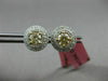1.25CT WHITE & FANCY YELLOW DIAMOND 18KT TWO TONE GOLD DOUBLE HALO STUD EARRINGS