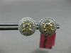1.25CT WHITE & FANCY YELLOW DIAMOND 18KT TWO TONE GOLD DOUBLE HALO STUD EARRINGS