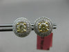 1.25CT WHITE & FANCY YELLOW DIAMOND 18KT TWO TONE GOLD DOUBLE HALO STUD EARRINGS