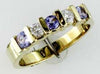 .58CT DIAMOND & AAA TANZANITE 14KT YELLOW GOLD 5 STONE CHANNEL ANNIVERSARY RING