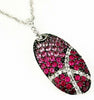 1.50CT DIAMOND & AAA PINK SAPPHIRE & RUBY 14KT WHITE GOLD PAVE OVAL LOVE PENDANT