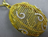 EXTRA LARGE .41CT DIAMOND 18K YELLOW GOLD 3D OVAL OPEN FILIGREE FLOATING PENDANT