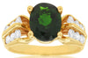 3.35CT DIAMOND & AAA GREEN GARNET 14KT YELLOW GOLD OVAL & ROUND ENGAGEMENT RING