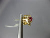 ESTATE .86CT DIAMOND & RUBY 14K YELLOW GOLD 3D OVAL FLOWER HALO CLIP ON EARRINGS