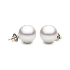 ESTATE AAA 9.5MM SOUTH SEA PEARL 14KT WHITE GOLD CLASSIC SOLITAIRE STUD EARRINGS