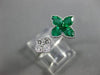 ESTATE 1.06CT DIAMOND & AAA EMERALD 18KT WHITE GOLD DOUBLE FLOWER FILIGREE RING