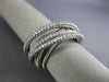 ESTATE WIDE .97CT DIAMOND 14KT WHITE GOLD 3D MULTI ROW CRISS CROSS FLEXIBLE RING