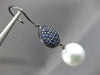 EXTRA LARGE 3.6CT AAA SAPPHIRE & SOUTH SEA PEARL 18K BLACK GOLD HANGING EARRINGS