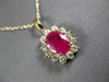 ESTATE LARGE 1.98CT DIAMOND & AAA RUBY 14K YELLOW GOLD 3D OVAL FLOWER PENDANT
