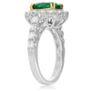 ESTATE LARGE 4.34CT DIAMOND & AAA EMERALD 14K TWO TONE GOLD OVAL ENGAGEMENT RING