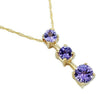 .85CT AAA TANZANITE 14K YELLOW GOLD 3D ROUND 3 STONE PAST PRESENT FUTURE PENDANT