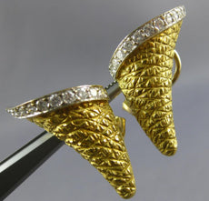 ESTATE LARGE .52CT DIAMOND 18K 2 TONE GOLD HANDCRAFTED CONE FUN CLIP ON EARRINGS