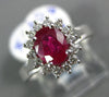 ESTATE 1.42CT DIAMOND & AAA RUBY 18KT WHITE GOLD 3D CLASSIC OVAL ENGAGEMENT RING