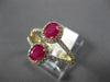 ESTATE WIDE 1.22CT DIAMOND & AAA RUBY 14KT YELLOW GOLD 3D DOUBLE HALO LOVE RING