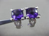 ESTATE LARGE 7.03CT DIAMOND & AMETHYST 14KT WHITE GOLD 3D HEART CLIP ON EARRINGS