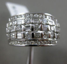 ESTATE WIDE 1.55CT ROUND BAGUETTE DIAMOND 14KT WHITE GOLD MULTI ROW WEDDING RING