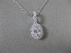 ESTATE .45CT DIAMOND 18KT WHITE GOLD 3D OVAL CLUSTER FLOATING PENDANT & CHAIN