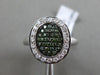 ESTATE WIDE 1.18CT DIAMOND & AAA GREEN SAPPHIRE 18KT GOLD 3D OVAL PAVE HALO RING